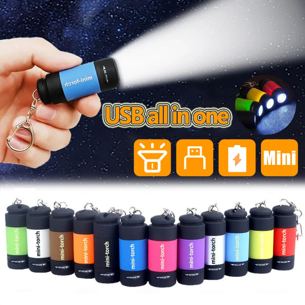 USB Rechargeable Mini Keychain Flashlight Waterproof LED Secondary image