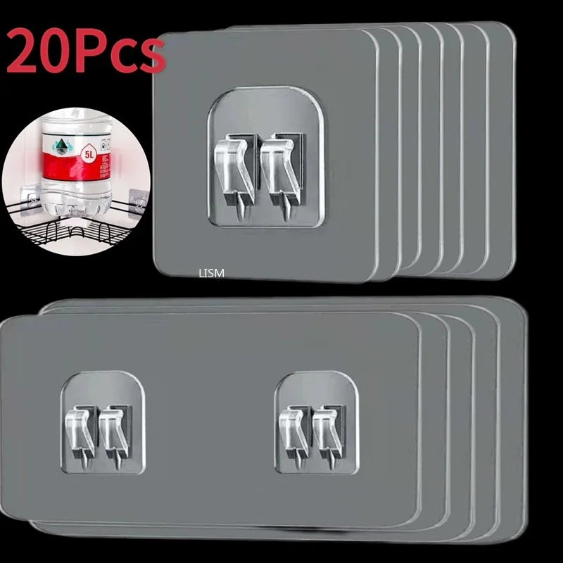 Transparent Adhesive Wall Hooks No-Drill Kitchen & Bathroom Hooks Main image