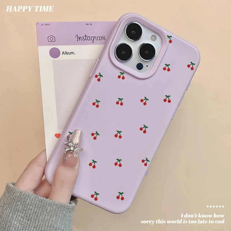 Cute Cherry Cartoon Case for iPhone 11 12 13 14 15 16 17 Pro Max