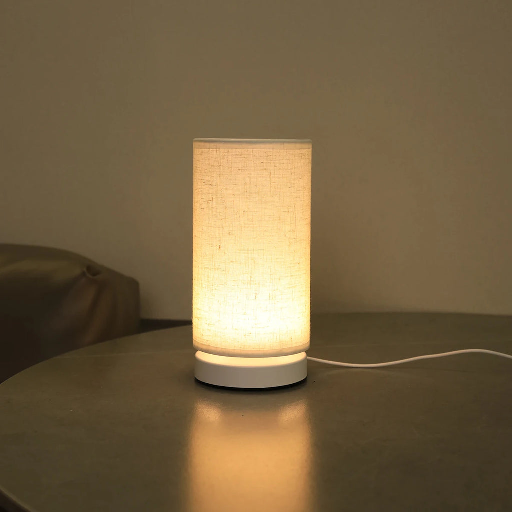 Fabric Cylinder Desk Lamp for Bedroom & Home Lighting