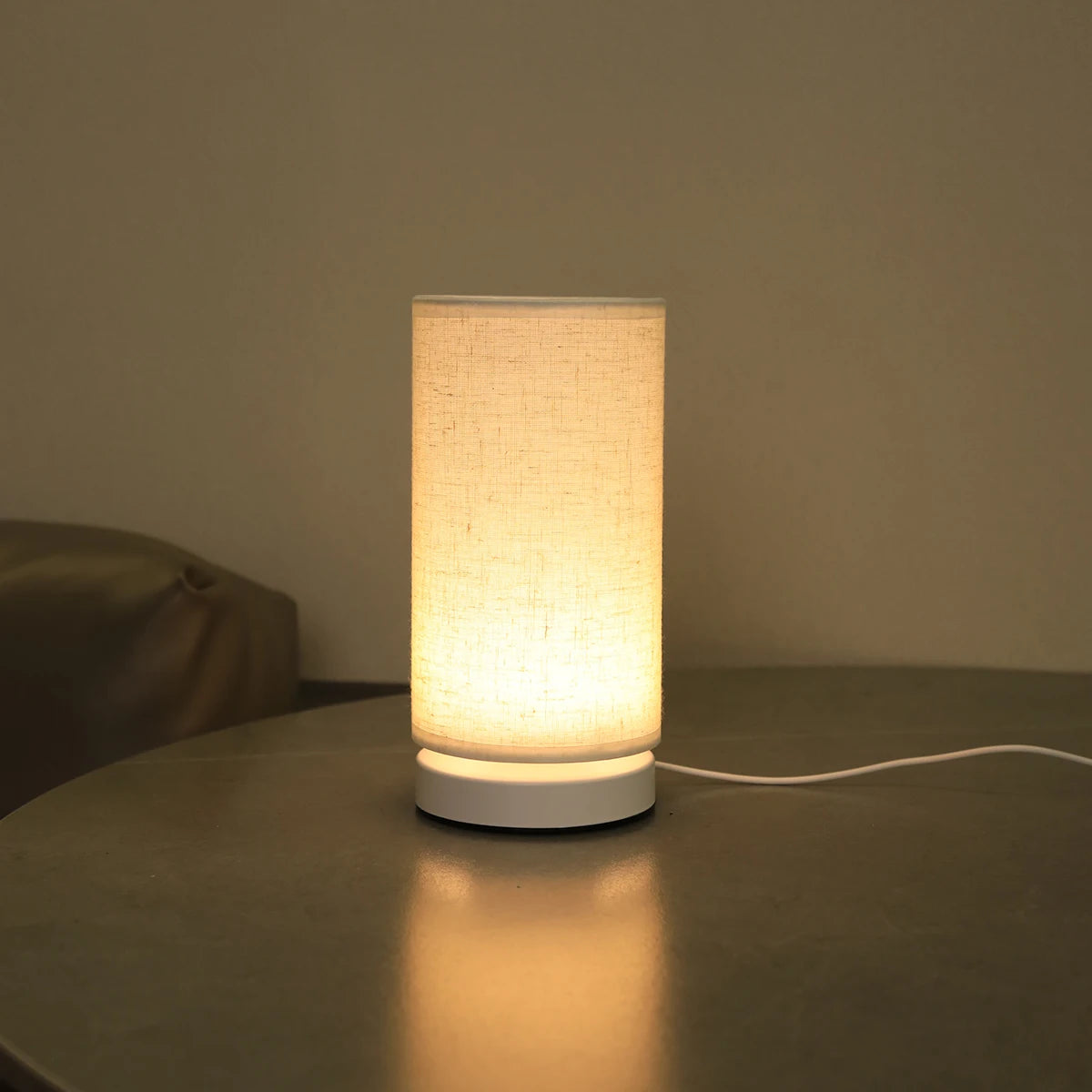 Fabric Cylinder Desk Lamp for Bedroom & Home Lighting