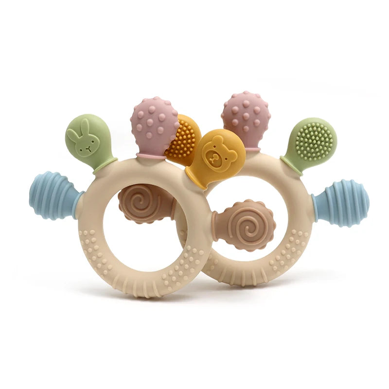 Silicone Baby Ring Teether Sensory Chew Toy 0-12M