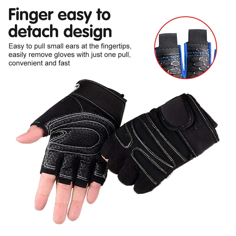 Workout Gloves Half Finger Wrist Wrap Gym Cycling Weight Training