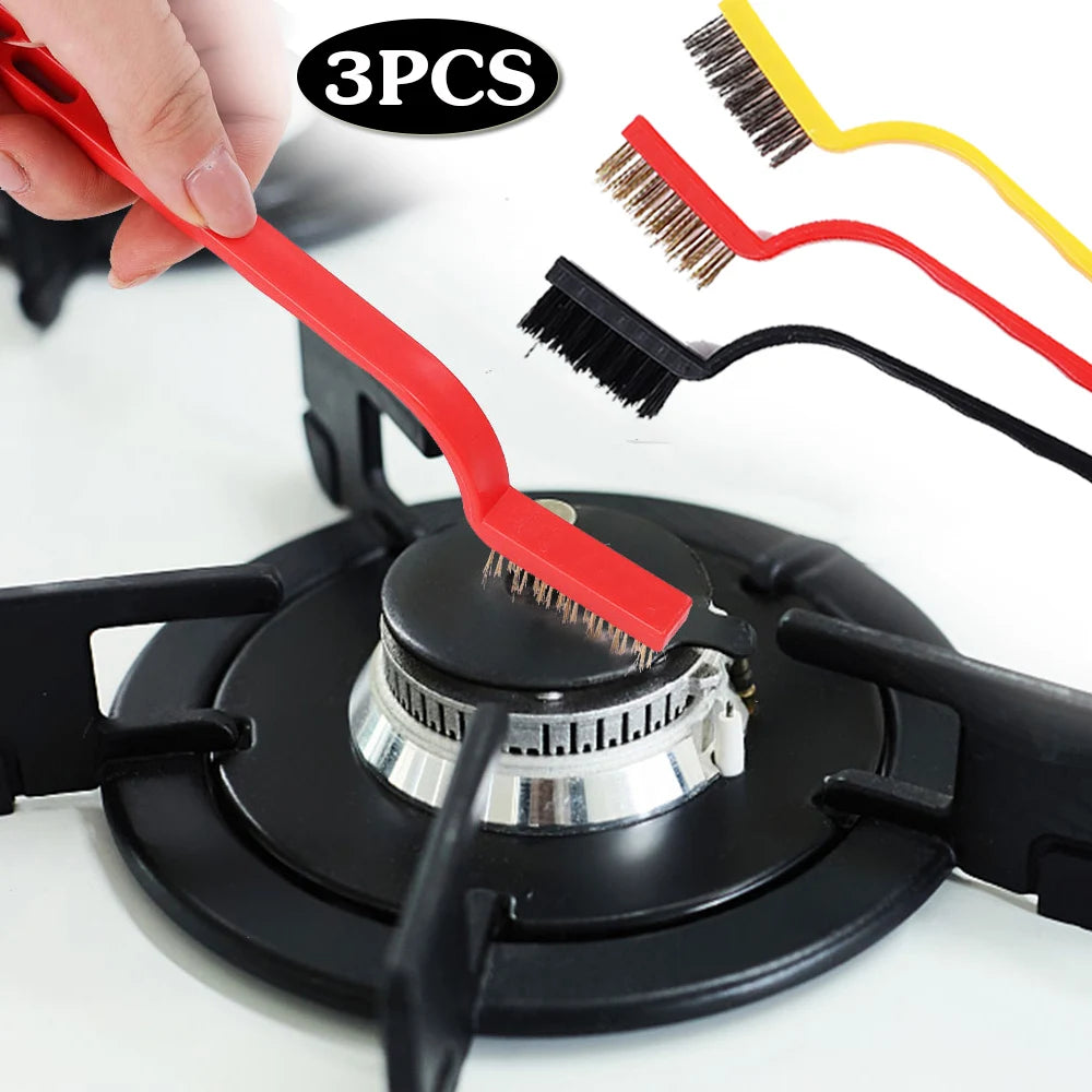 3PCS Gas Stove Cleaning Brush Set Wire Brush Kit