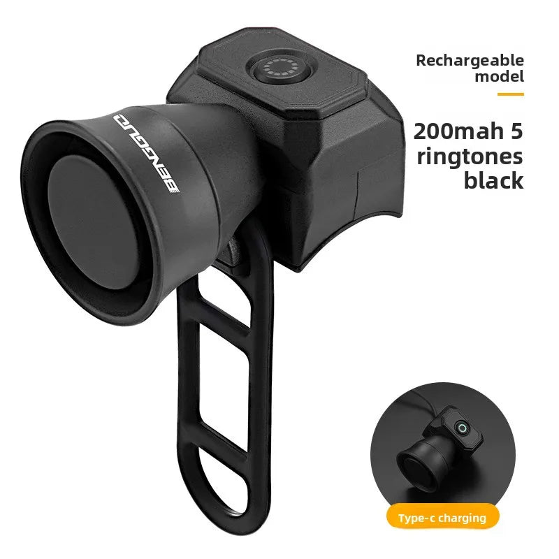 Electric Bike Horn Bell USB Charging Waterproof Bicycle Alarm