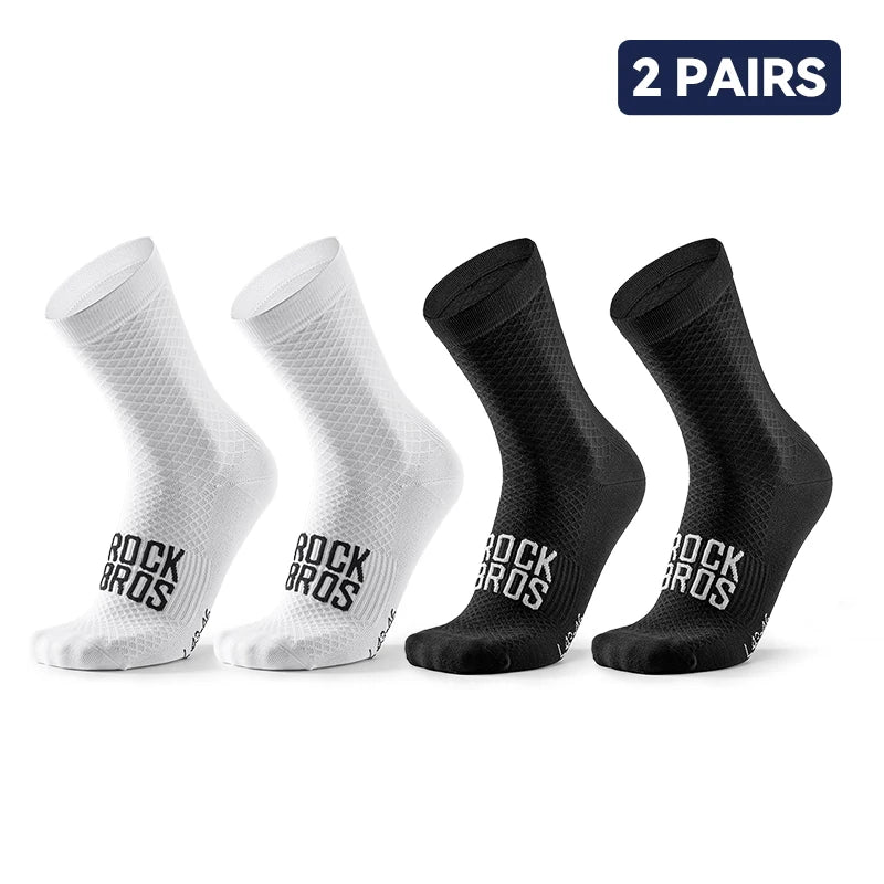 ROCKBROS Cycling Socks Breathable Shock-Absorbing Sports Socks 2 Pairs