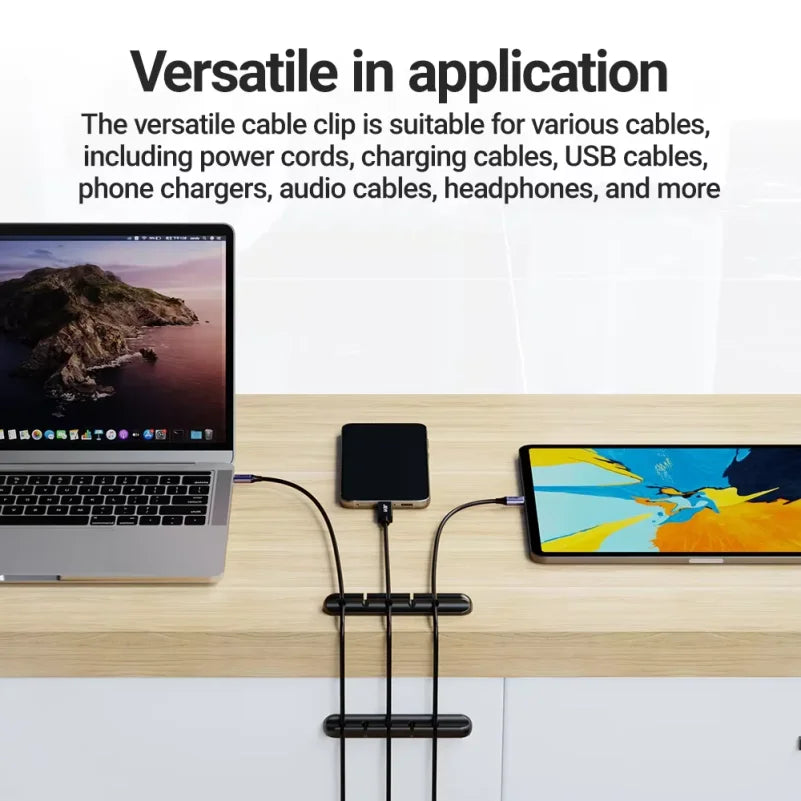 Adhesive Cable Holder Clips Cord Management Wire Organizer for Desktop USB Charging Cable