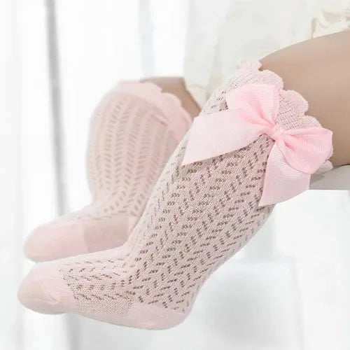 Baby Girl Lace Knee Socks Cotton Bow Socks 0-24 Months