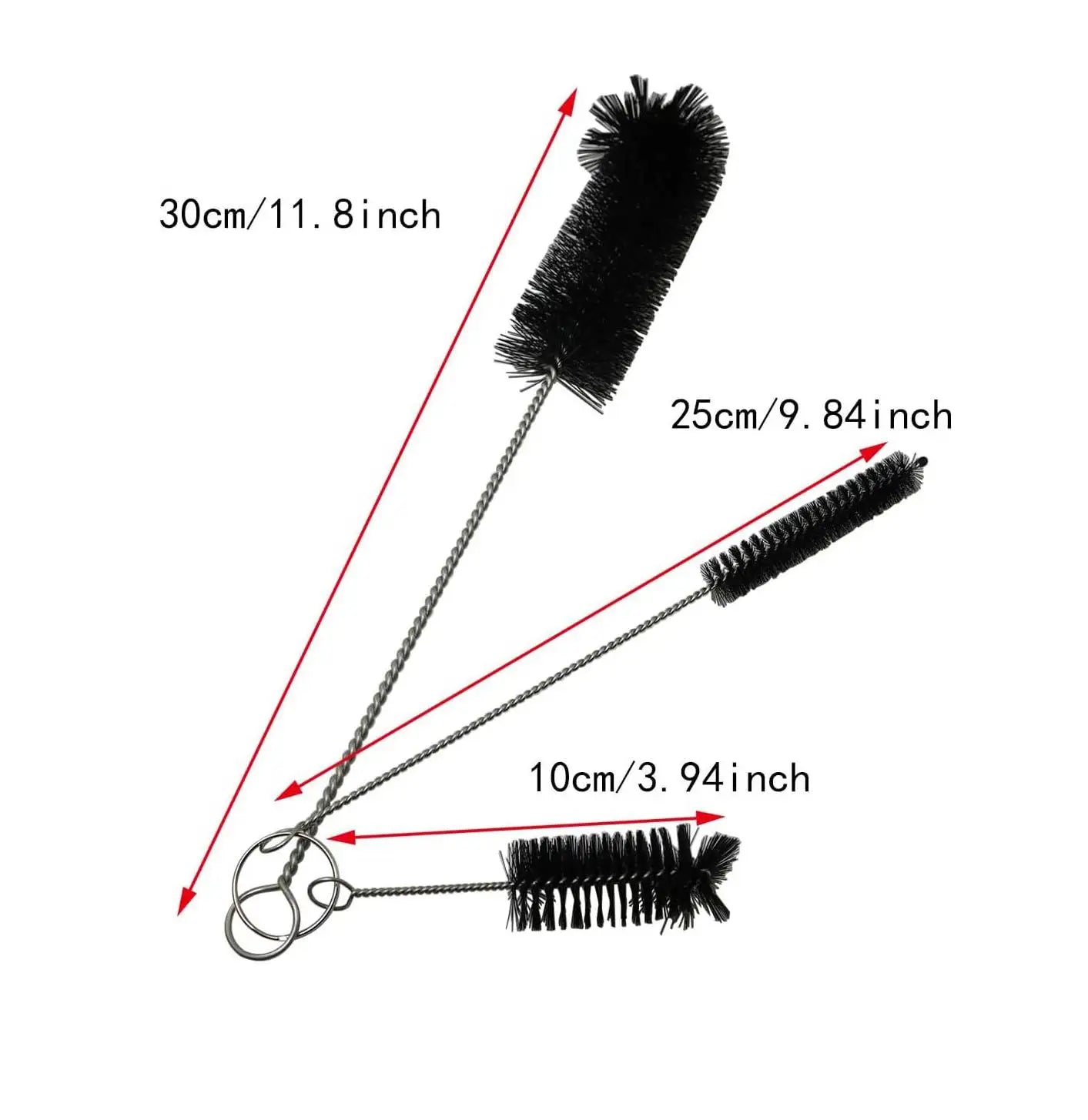 3PCS Bottle Cleaning Brush Set Nylon Tube Cleaner