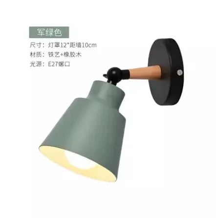 Nordic Solid Wood LED Wall Lamp Modern Bedside Light