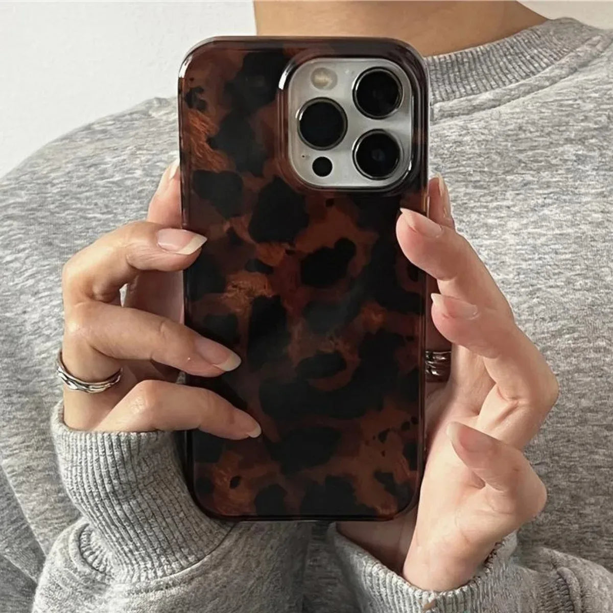 Retro Leopard Print Laser Case for iPhone 17 16 15 14 13 12 Pro Max