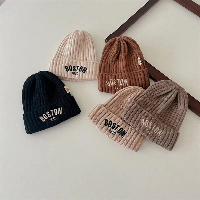 Boston Baby Beanie Hat Warm Knitted Winter Cap for Kids