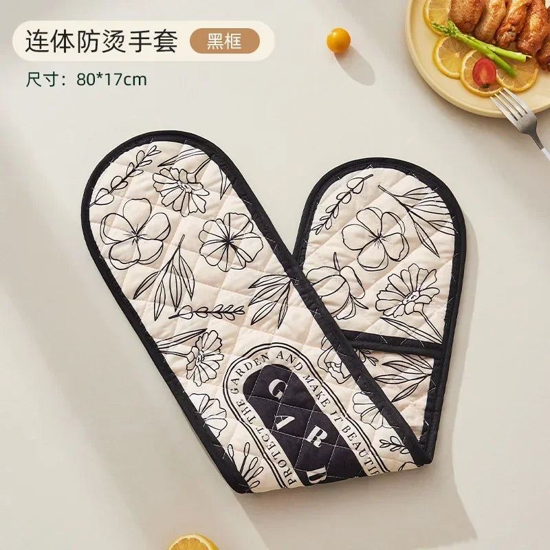 Cotton Linen Oven Mitt – Heat Resistant BBQ & Baking Glove