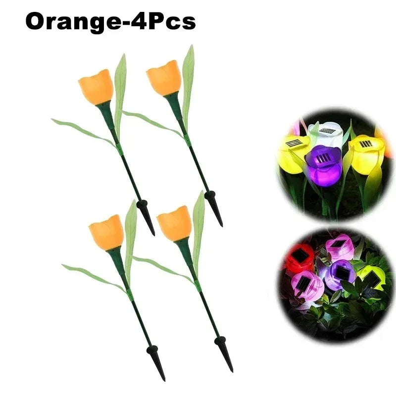 Solar Tulip Rose Flower Lights for Waterproof Garden Decor
