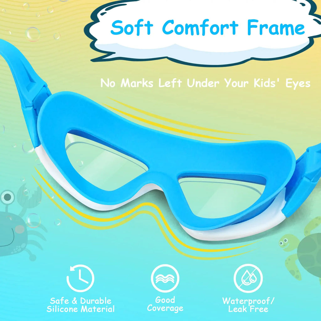 Kids Swimming Goggles UK | Waterproof Anti-Fog Large Frame Swim Glasses