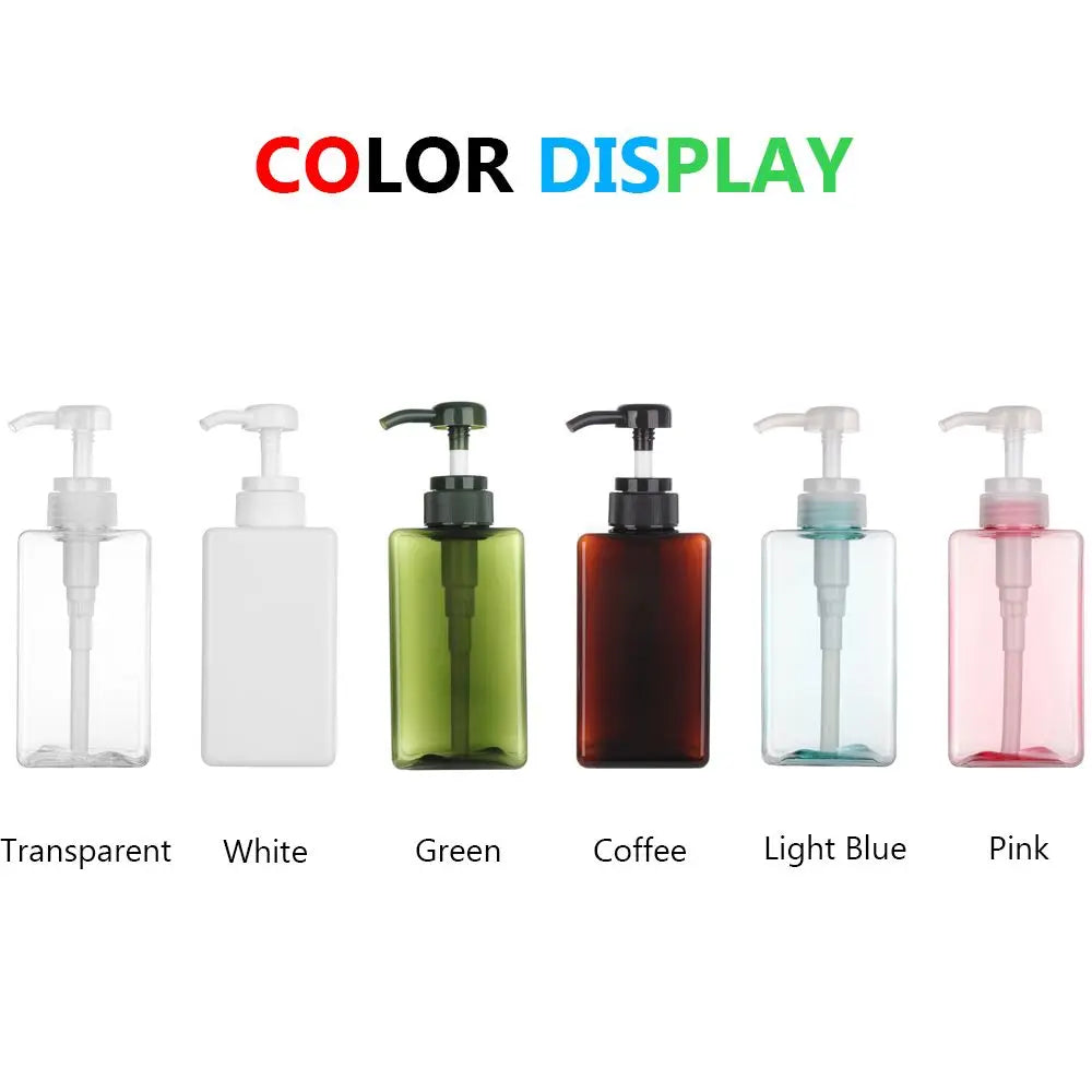 650ML Square Soap Dispenser Clear Liquid Shampoo & Lotion Pump Bottle