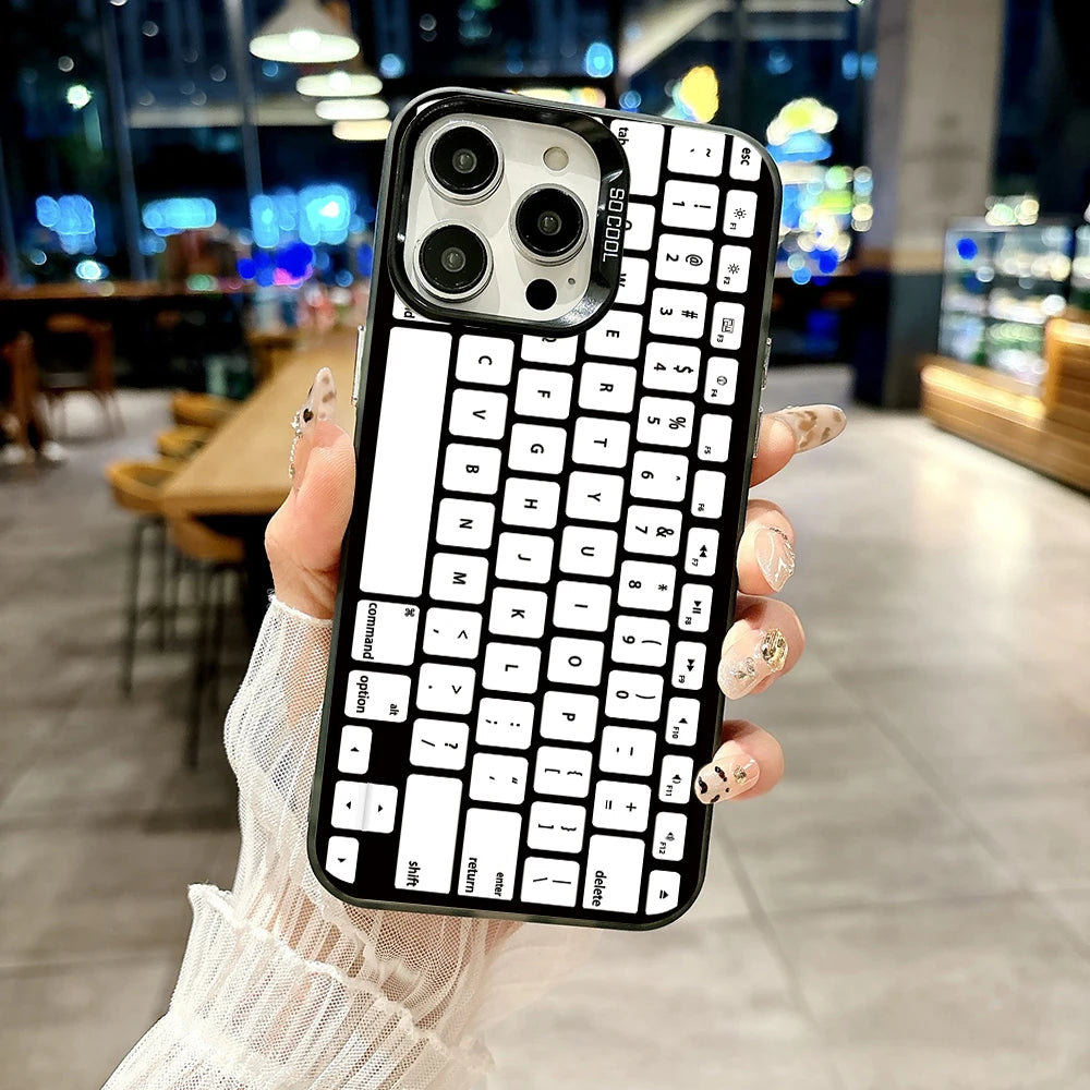 Funny Grid Art Silver IMD Case for iPhone 17 16 15 14 13 12 11 Pro Max