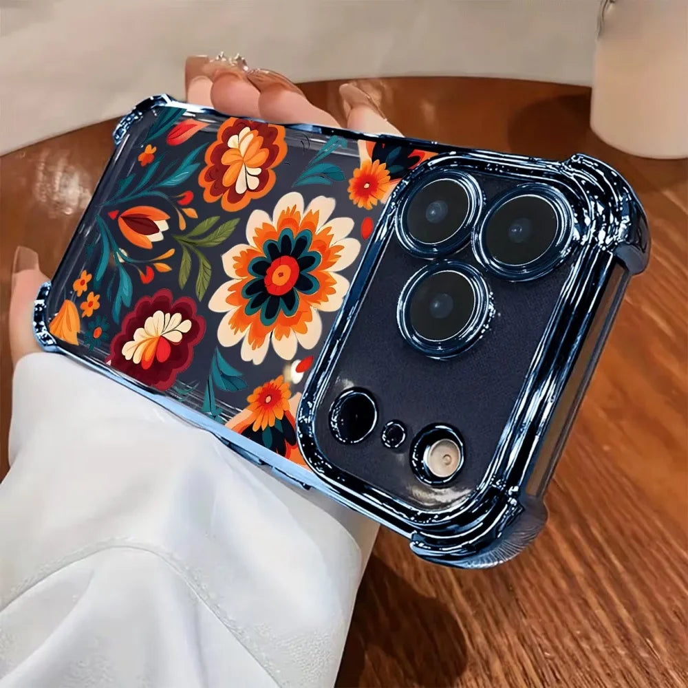 Colorful Flower Electroplated Case for iPhone 17 16 15 14 13 Pro Max