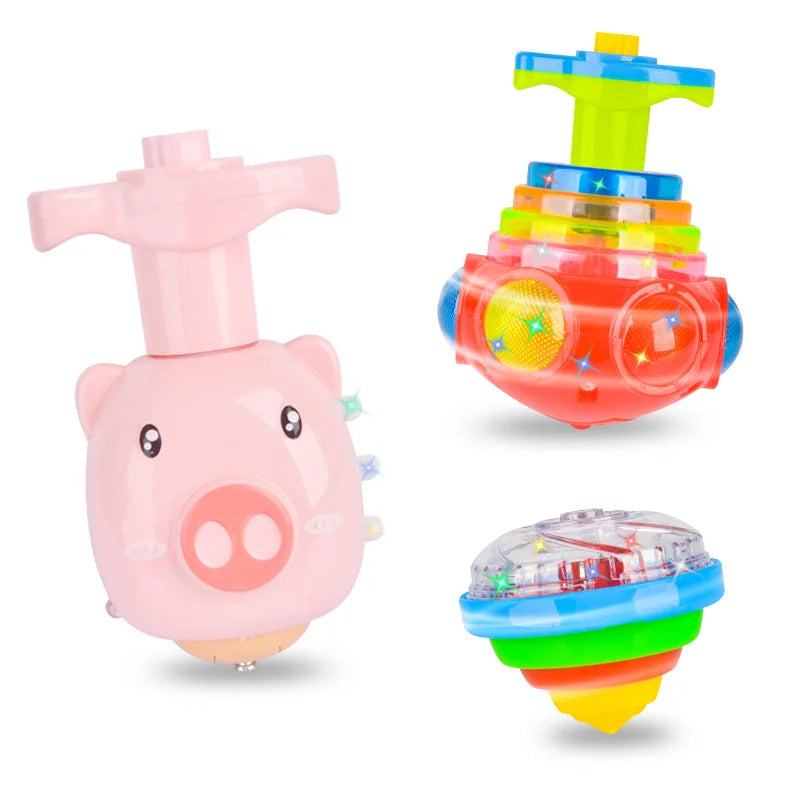 Spinning Top LED Light Up Toy - Flashing Music Gyroscope Launcher
