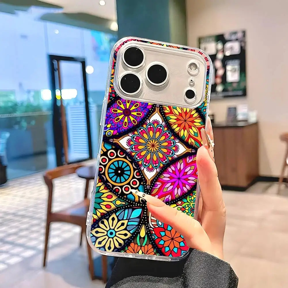 Indian Mandala Silicone Soft Case for iPhone 17 16 15 14 Pro Max Cover