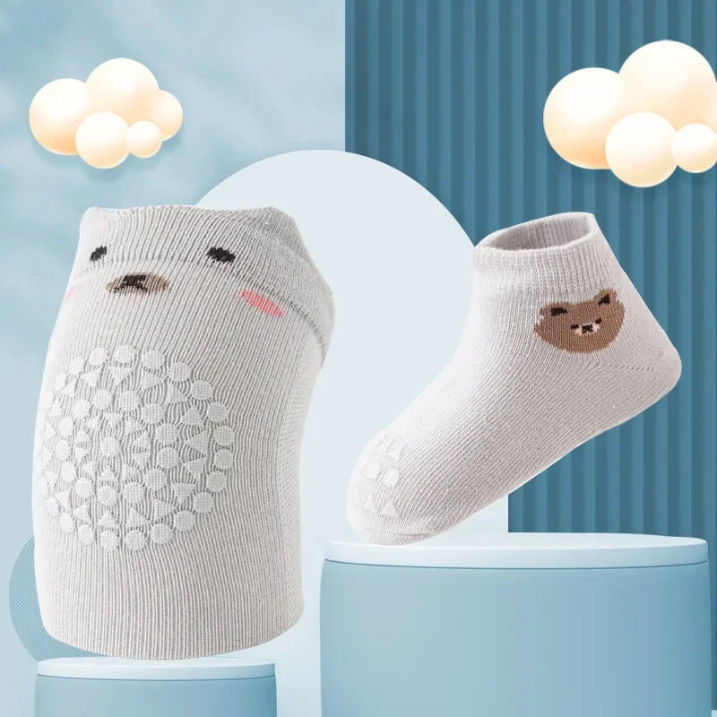 Baby Knee Pads Socks Set Anti-Slip Crawling Knee Protector