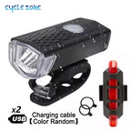 USB Rechargeable Bike Light Set with Front & Tail Light