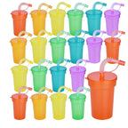 Neon Sipper Cups Reusable Spill Proof Cups with Lid & Straw