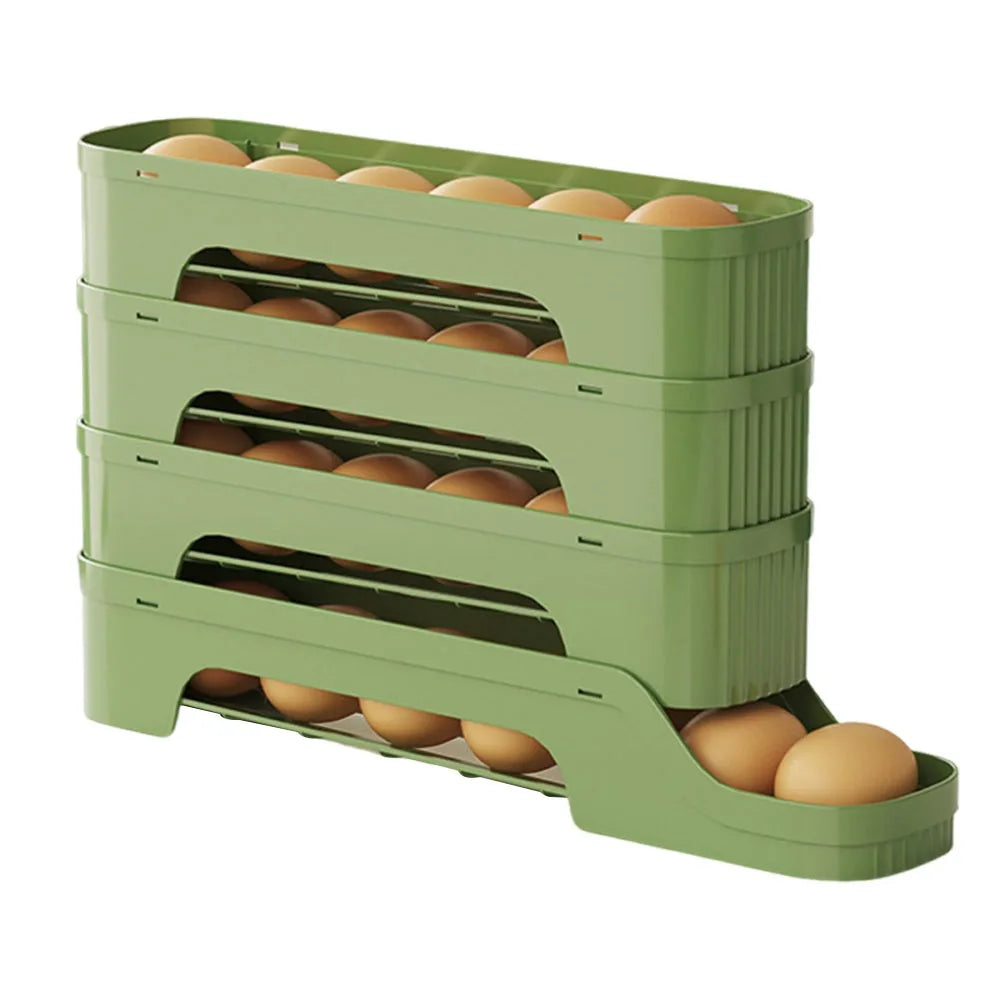 Rolling Egg Storage Box Fridge Egg Organizer