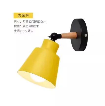 Nordic Solid Wood LED Wall Lamp Modern Bedside Light