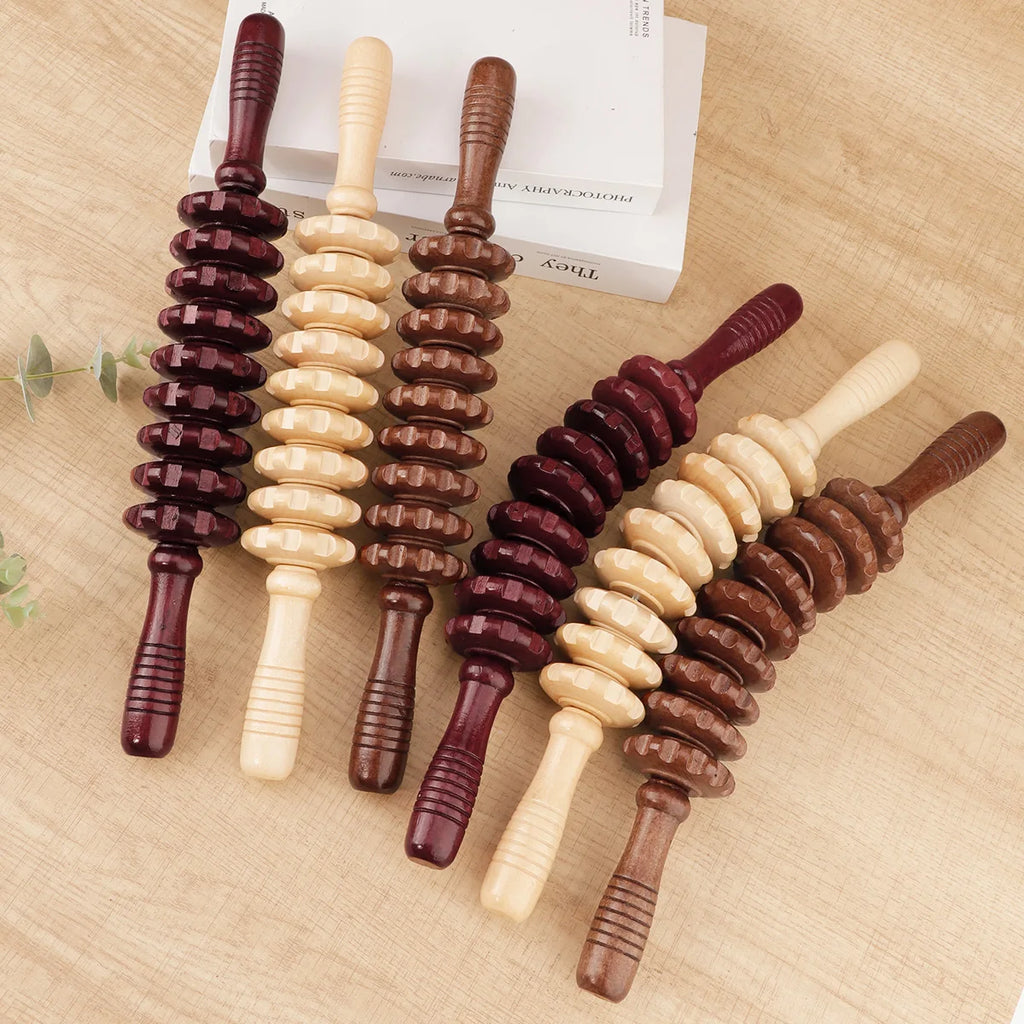 Wooden Therapy Massage Roller Stick for Muscle & Fascia Relief