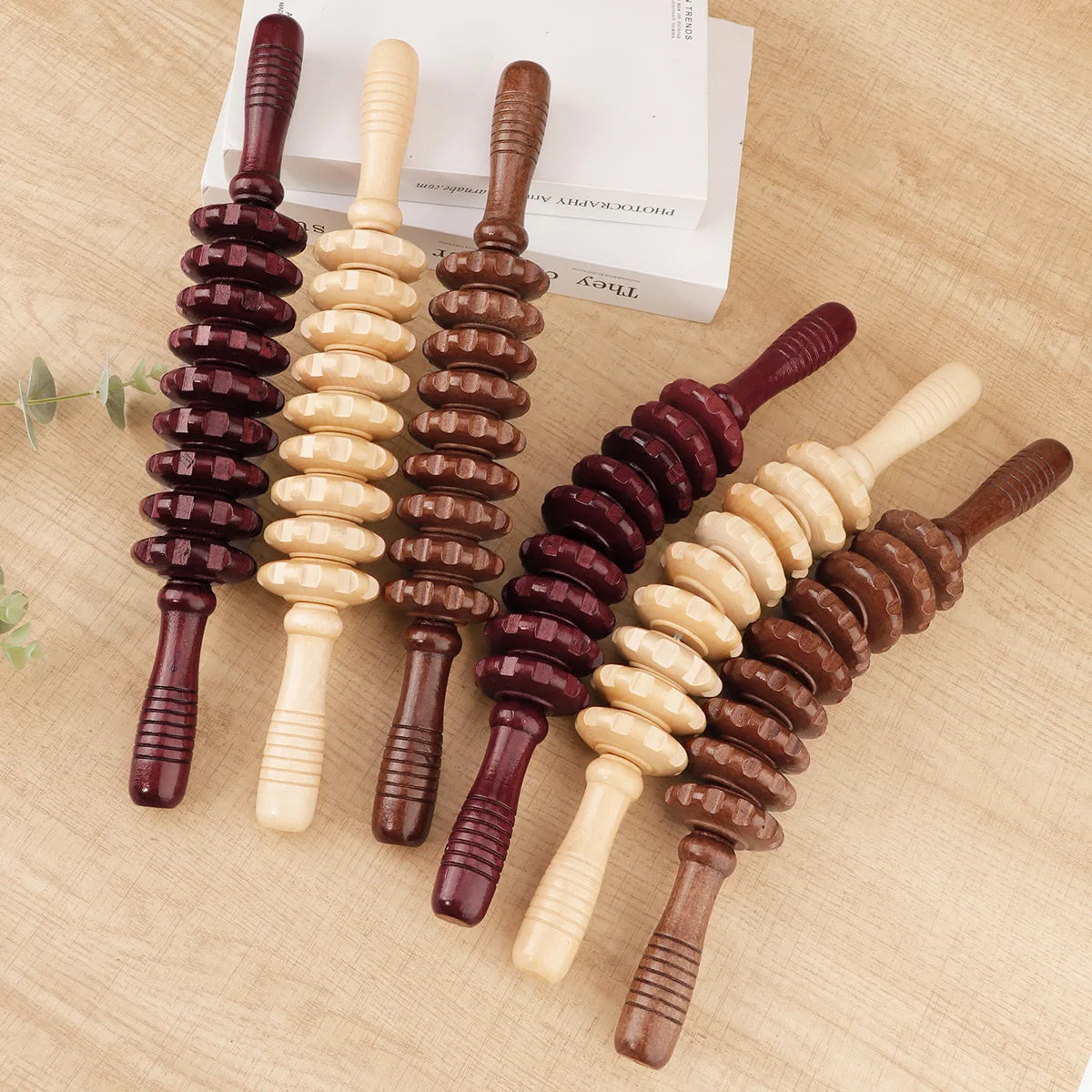 Wooden Therapy Massage Roller Stick for Muscle & Fascia Relief