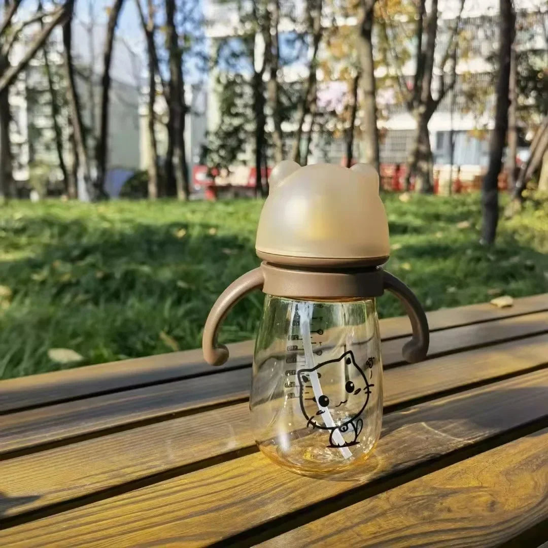 300ML PPSU Baby Feeding Bottle with Straw Handle