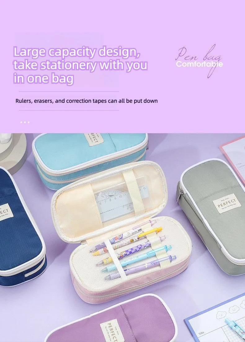 Multi-Layer Pencil Case Large Capacity Macaron Stationery Box