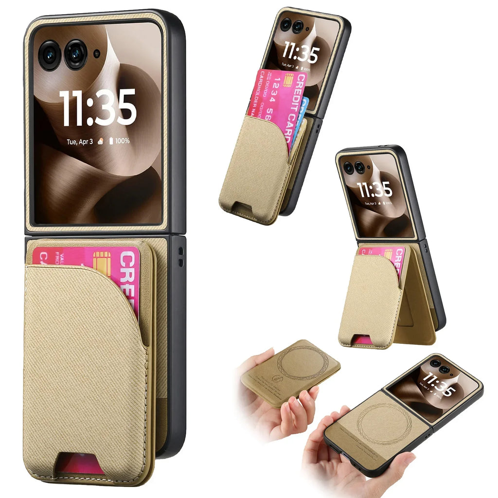 Magnetic Leather Wallet Case for Motorola Razr 60 50 40 Ultra