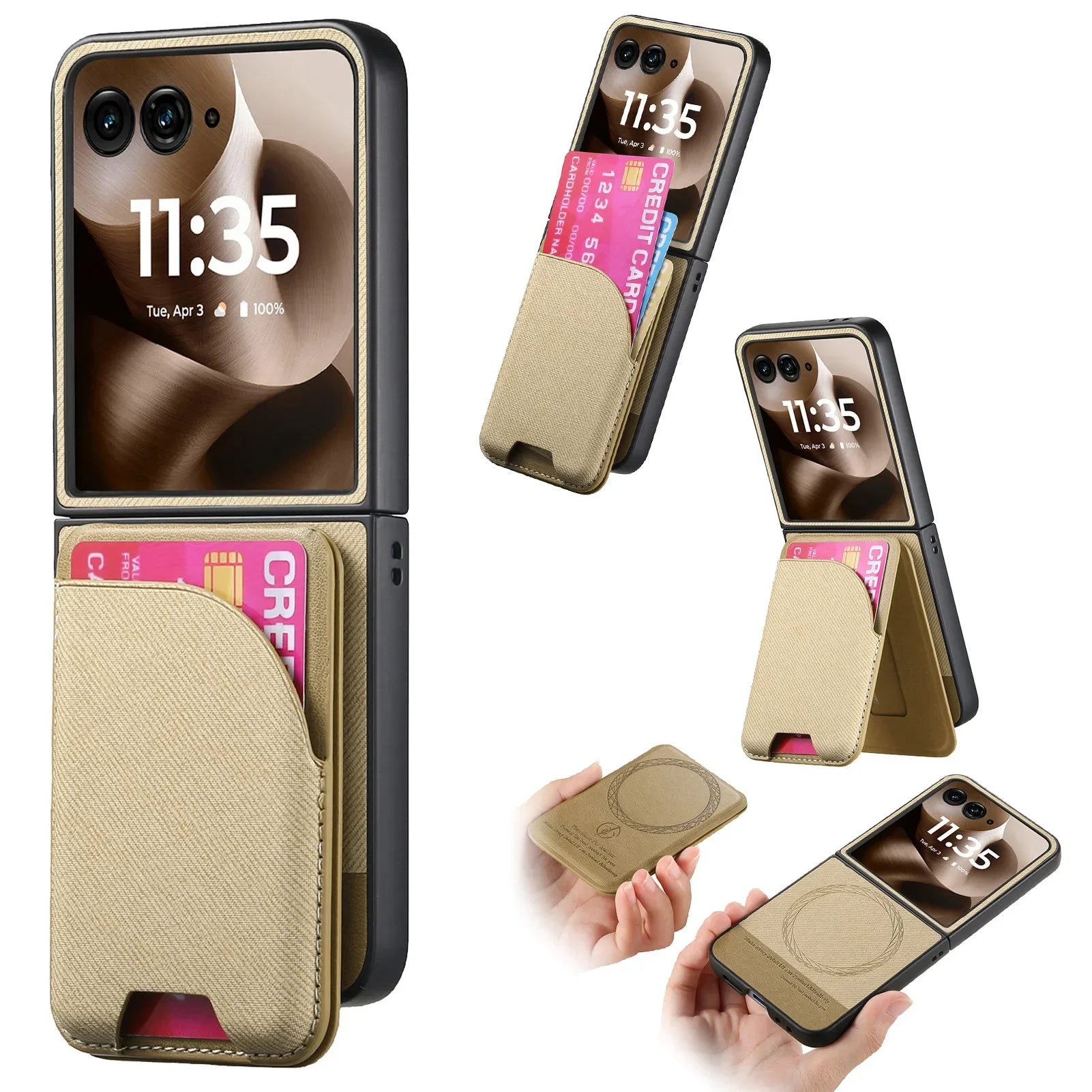 Magnetic Leather Wallet Case for Motorola Razr 60 50 40 Ultra
