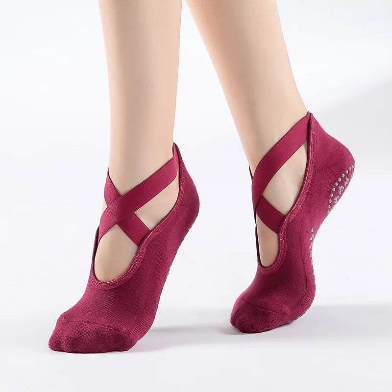 Women Non Slip Yoga Grip Socks Pilates Ballet Dance Cotton Sport