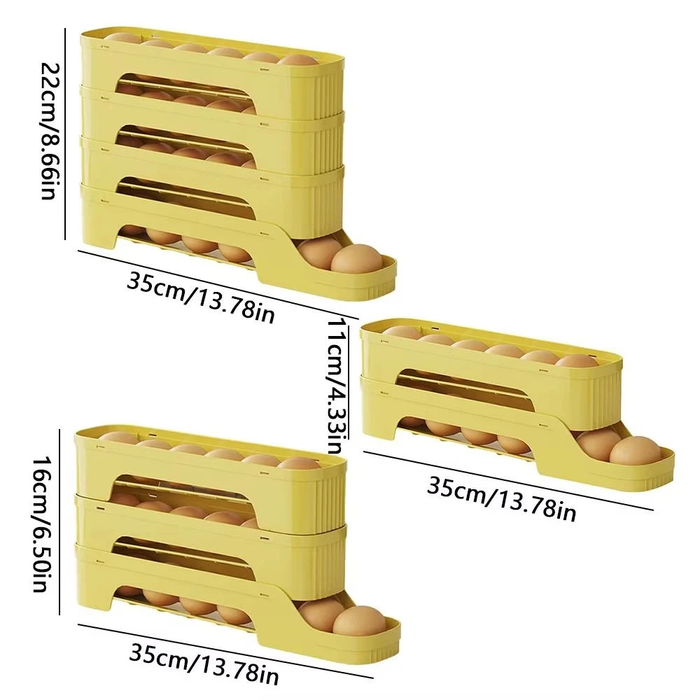 Rolling Egg Storage Box Fridge Egg Organizer