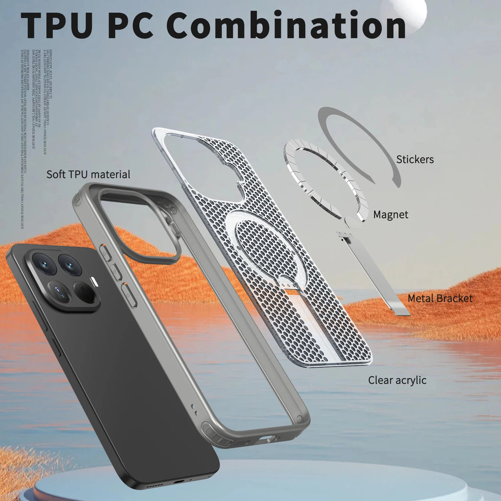 MagSafe Cooling Stand Case for Xiaomi 14T 15T 17T Poco X7 Pro Cover