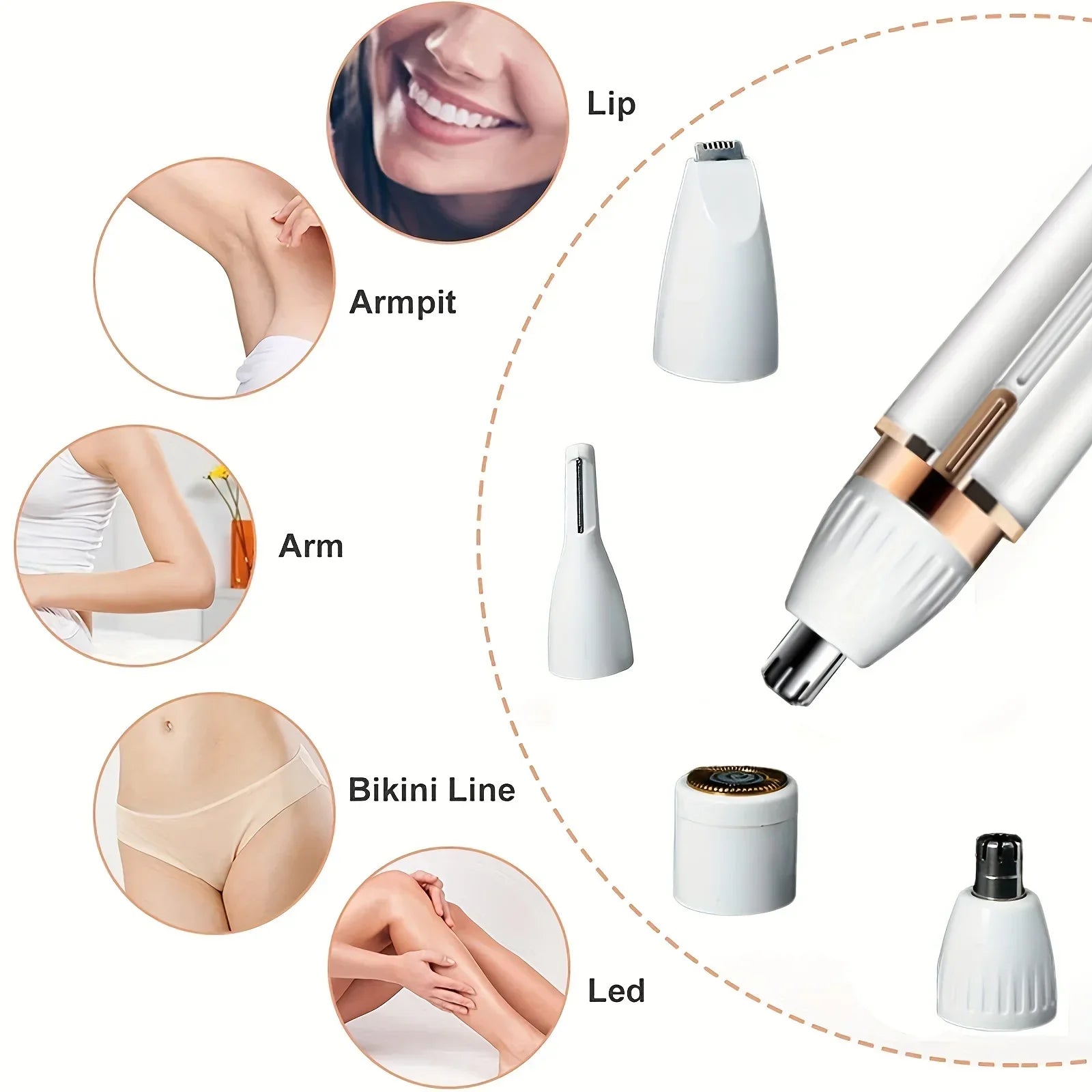 4 in 1 Electric Razor Women Shaver Epilator Nose Facial Bikini Trimmer