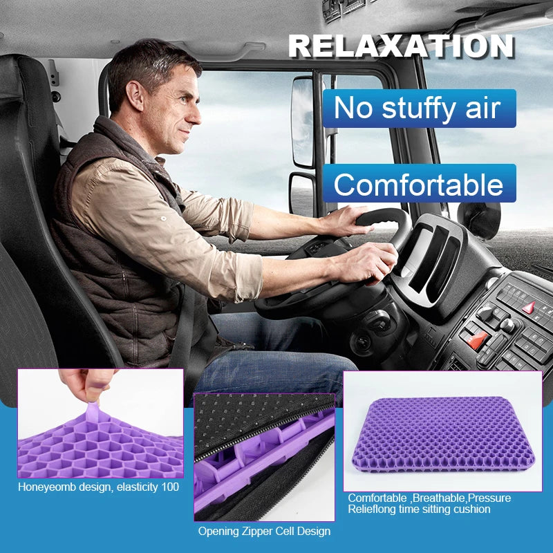 Honeycomb Gel Seat Cushion Decompression Back Sciatica Car Wheelchair Secondary image