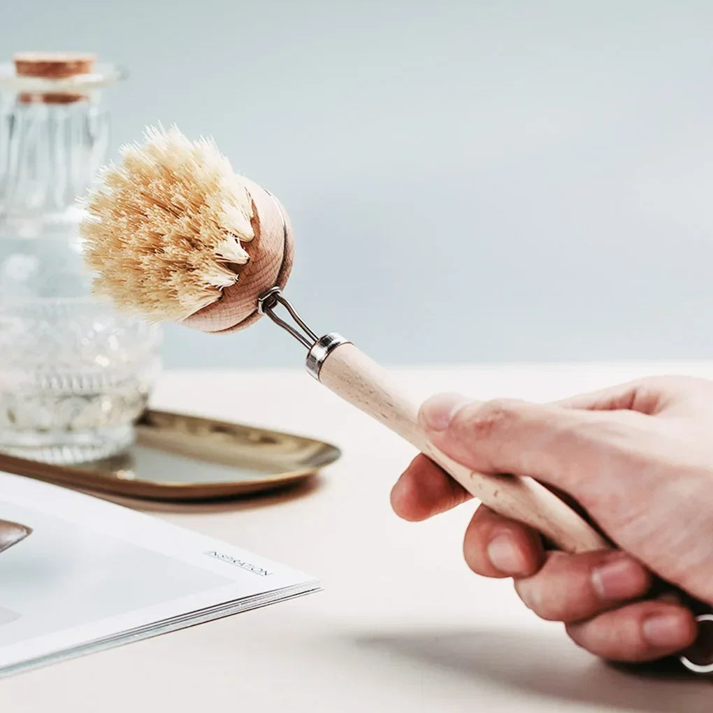 Wooden Dish Brush Long Handle Pot Cleaning Brush