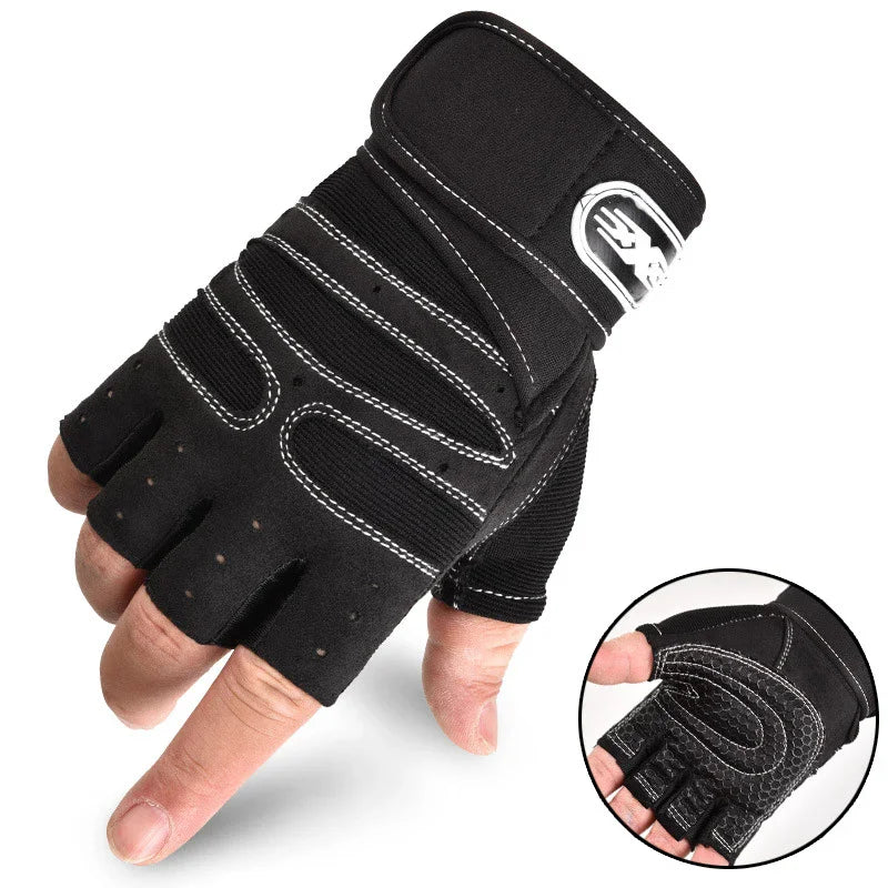Fingerless Wrist Support Gloves Gym Cycling Fitness Anti Slip Gloves