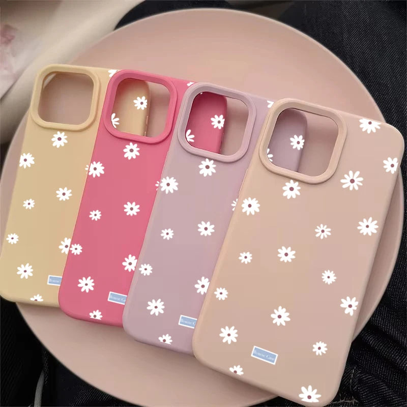 Cute Daisy Flower Case for iPhone 11 12 13 14 15 16 17 Pro Max