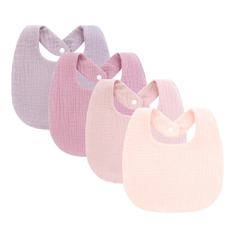 4PCS Muslin Baby Bibs Soft Cotton Burp Cloth Set for Newborns
