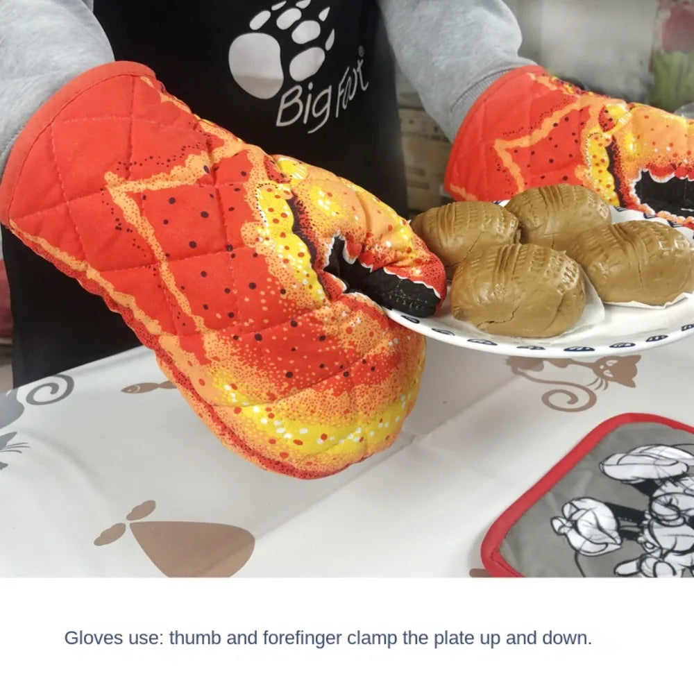 Lobster Claw Oven Mitts – Long Heat-Resistant Cotton Baking Gloves