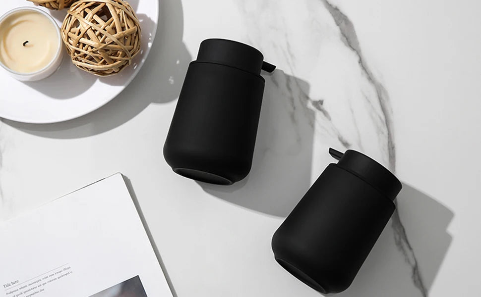 Matte Black Liquid Soap Dispenser 11oz Modern Bathroom & Kitchen Pump Bottle