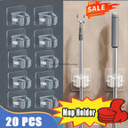 Self-Adhesive Mop Holder Wall Mounted Broom & Mop Organizer