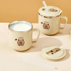 WORTHBUY Capybara Kids Water Cup 316 Stainless Steel Straw Mug