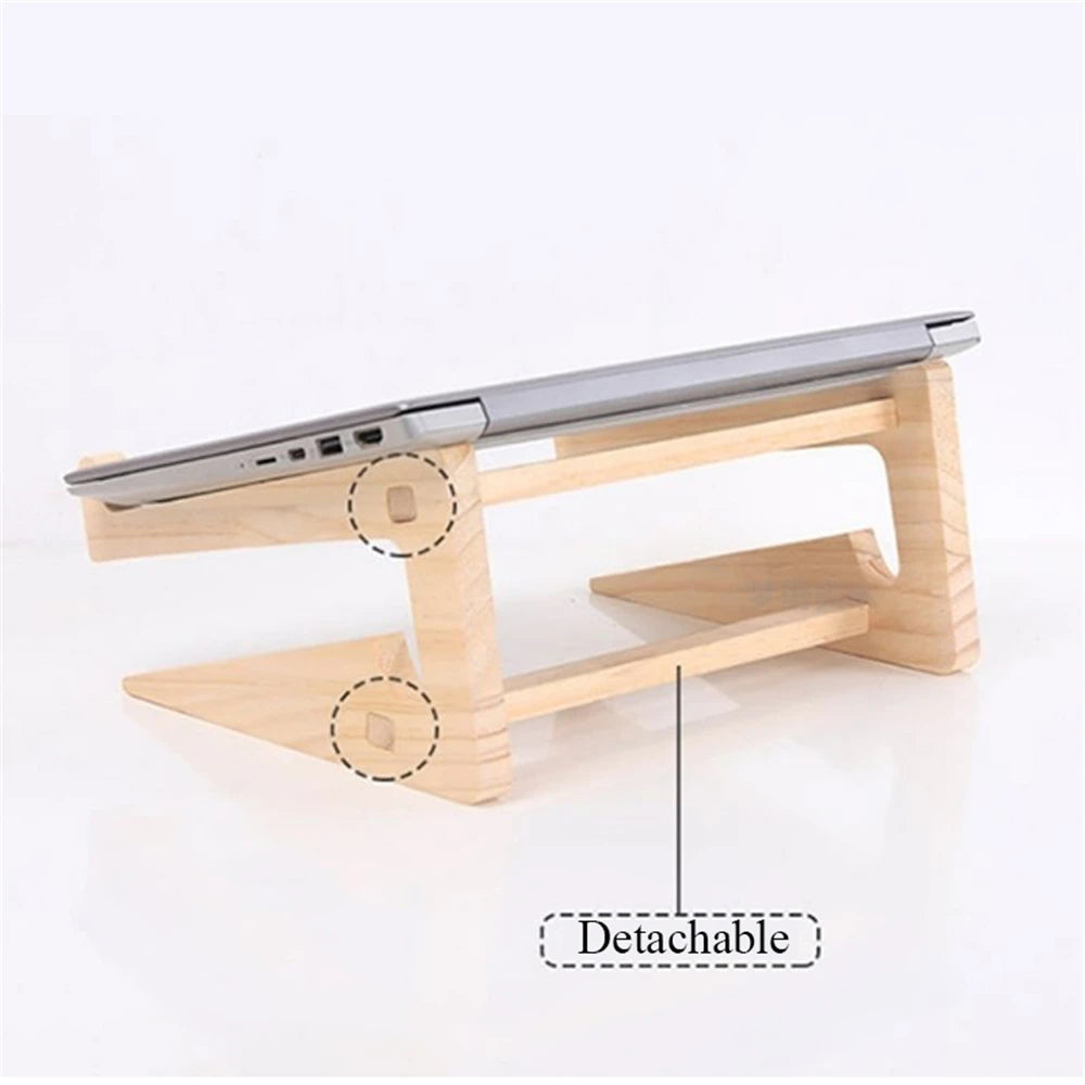 Universal Wooden Laptop Holder Detachable Cooling Stand 10-17