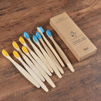 10PCS Bamboo Toothbrush Set Soft Charcoal Bristle Eco Dental Care